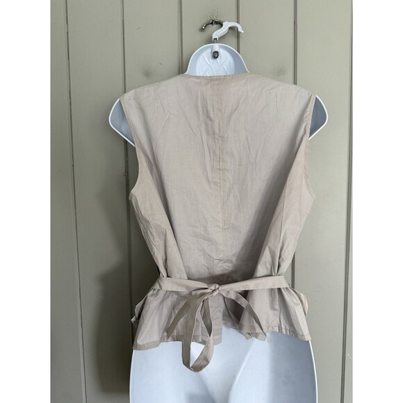 Lilith Tunic Top L Large Sleeveless Stretch Woven Gray Tie Waist Boho Lagenlook - Picture 2 of 5